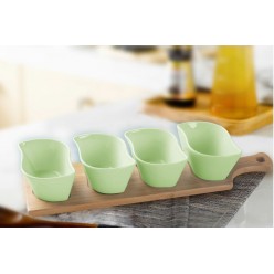 Leaf Appetizer Dish Set with Bamboo Tray